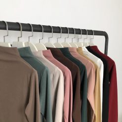 ItGirl Shop Vintage Clothing Half High Collar Slim Solid Color Basic Long Sleeve Shirt