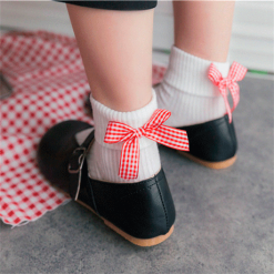 ItGirl Shop Heel Back Plaid Ribbon Bow Poppy Socks Vintage Clothing