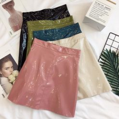 ItGirl Shop High Waist Vinyl Leather Latex Trendy Skirt 90s Fashion