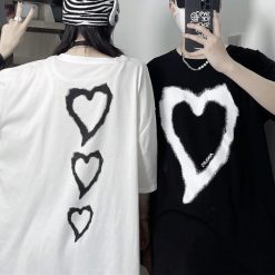 ItGirl Shop Egirl Outfits Huge Heart Print E Girl Outfit Oversized T-Shirt