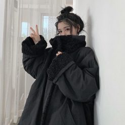 ItGirl Shop Korean Fashion Two Sided Black Gray Oversized Jacket NEW