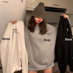 ItGirl Shop Letters Print White Black Gray Oversized Warm Sweatshirt NEW