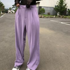 ItGirl Shop Lilac Retro Pastel Aesthetic Straight Casual Pants Aesthetic Clothing