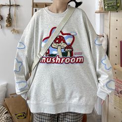 ItGirl Shop Mushroom Internet Girl Crewneck Black White Sweatshirt