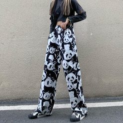ItGirl Shop Panda Pattern Japanese Fashion Straight Pants NEW