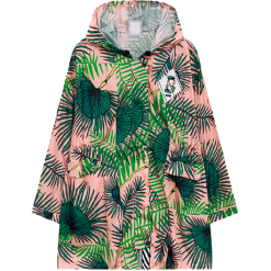 ItGirl Shop Outwear Pink Leaves Print Hooded Rain Coat