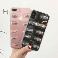 ItGirl Shop Pink Sparkles Capsule Pills Transparent Iphone Cover NEW