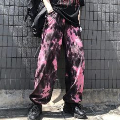 ItGirl Shop Pink Tie Dye Printed Street Fashion Jogger Pants