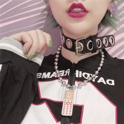 ItGirl Shop Punk Black Pu Leather Choker Collar Pastel Goth