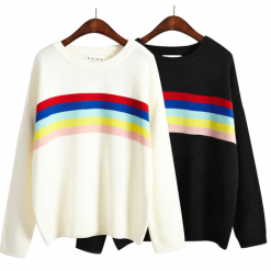 ItGirl Shop Rainbow Knit Lines Sweater