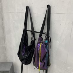 ItGirl Shop Rave Black Gasoline Purple Large Shoulder Bag NEW