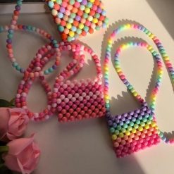 ItGirl Shop Y2k Aesthetic Outfits Retro Colorful Rainbow Beads Mini Purse Bag