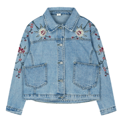 ItGirl Shop Roses Cute Embroidery Denim Jacket Fairycore