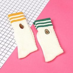 ItGirl Shop ACC Sale Avocado Embroidery Striped Socks