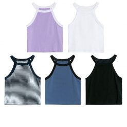ItGirl Shop Sale Basic Colors Slim Summer Sleeveless Halter Crop Tops