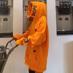 ItGirl Shop APPAREL Sale Dope Letters Print Black Orange Oversized Hooded Sweatshirt