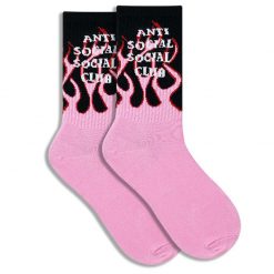 ItGirl Shop Sale Fire Flame Anti Social Club Cotton Socks