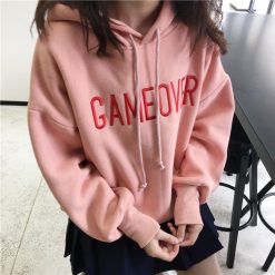 ItGirl Shop Sweaters + Hoodies Sale Gameover Pink Warm Fleece Oversized Hoodie