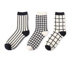 ItGirl Shop Checkered Pattern Sale Geometric Printing Checkered Striped Socks