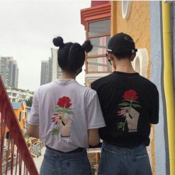 ItGirl Shop Sale Hand Hold Rose Embroidery Tshirt APPAREL