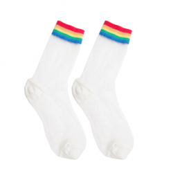 ItGirl Shop Sale High Ankle Transparent Rainbow Edge Socks Rainbow Clothing