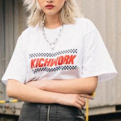 ItGirl Shop Checkered Pattern Sale Kichwork Checkered Print Letters Cotton Oversized T-Shirt