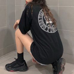 ItGirl Shop Sale Sm Girl Back Print Oversized Black T-Shirt