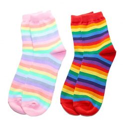 ItGirl Shop Sale Soft Pale Pastel Stripes Rainbow Kawaii Ankle Socks Rainbow Clothing