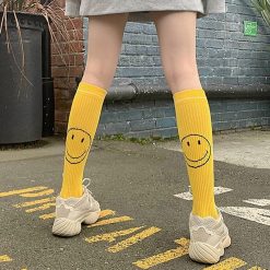 ItGirl Shop Sale Teen Trend Colorful Prints Ribbed Knee-High Socks ACC