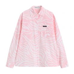 ItGirl Shop Sale Tie Dye Pink Waves Collar Long Sleeve Shirt