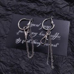 ItGirl Shop Silver Chains Carabine Street Fashion Earrings Pastel Goth