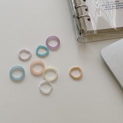 ItGirl Shop Soft Aesthetic Pastel Colors Tiny Simple Rings Soft Girl Aesthetic