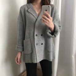 ItGirl Shop Dark Academia Outfits Soft Double Breasted Knit Cardigan