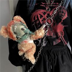 ItGirl Shop Soft Grunge Bloody Injured Bear Chest Bag Aesthetic Grunge