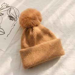 ItGirl Shop Solid Colors Dual Use Knitted Pompom Ball Scarf Beanie NEW