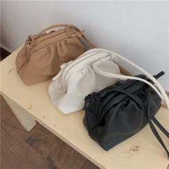ItGirl Shop Soft Girl Aesthetic Solid Colors Soft Faux Leather Small Clutch Shoulder Bag
