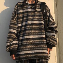 ItGirl Shop Aesthetic Clothing Striped Korean Aesthetic Knit Oversized Sweater