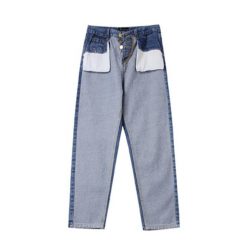 ItGirl Shop NEW Teen Trend High Waist Contrast Denim Stitching Jeans