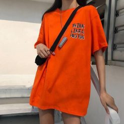 ItGirl Shop Think Like A Proton Letter Print Orange Purple T-Shirt NEW