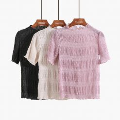 ItGirl Shop Transparent Thin Lace Pastel Colours T-Shirts Cottagecore Fashion