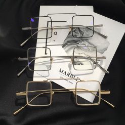 ItGirl Shop Dark Academia Outfits Urban Square Metallic Frame Clear Korean Glasses