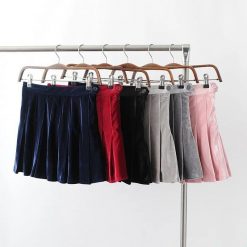 ItGirl Shop Velvet Shiny Soft Pleated Skirt Dark Academia Outfits