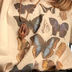 ItGirl Shop Vintage Butterflies Print Loose Creamy White T-Shirt