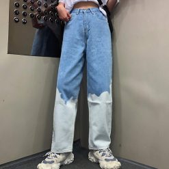 ItGirl Shop Vintage Contrast Tie Dye Pattern Wide Leg Jeans Indie Clothes