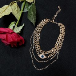 ItGirl Shop Egirl Outfits Vintage Eye Golden Multilayered Chains Choker Necklace