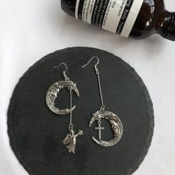ItGirl Shop Indie Clothes Vintage Moon Angel Silver Hook Clip Earring