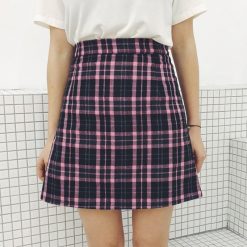 ItGirl Shop Vintage Plaid High-Waist Mini Skirt Indie Clothes
