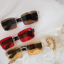ItGirl Shop Vintage Square Metallic Frames Sunglasses