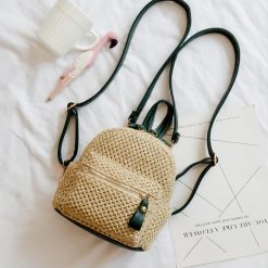 ItGirl Shop NEW Wicker Summer Leather Straps Backpack