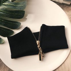 ItGirl Shop NEW Wide Knit Elastic Zipper Collar Choker